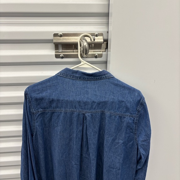 Maurices Dark Blue Casual Long Sleeve Button Down Denim Jean Chambray Shirt 1 XL - Picture 7 of 16